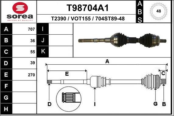 EAI T98704A1 - Полуоска vvparts.bg