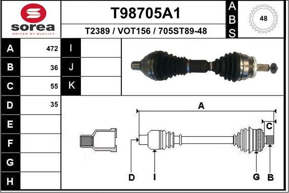 EAI T98705A1 - Полуоска vvparts.bg