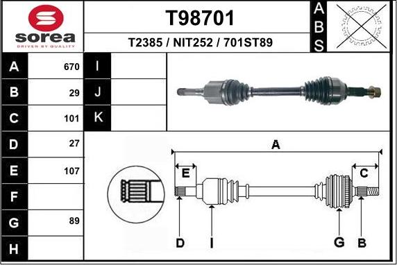 EAI T98701 - Полуоска vvparts.bg