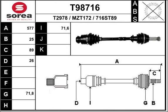 EAI T98716 - Полуоска vvparts.bg