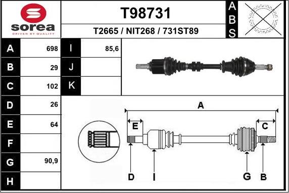 EAI T98731 - Полуоска vvparts.bg