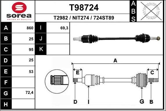 EAI T98724 - Полуоска vvparts.bg