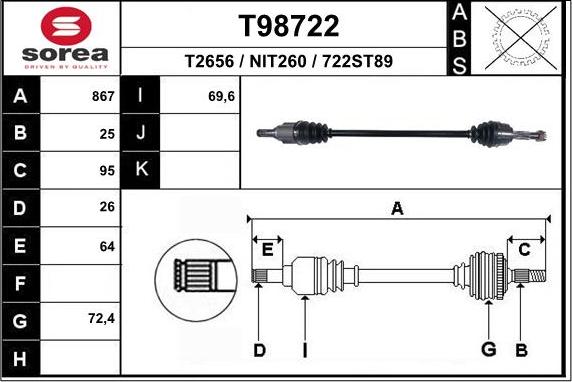 EAI T98722 - Полуоска vvparts.bg