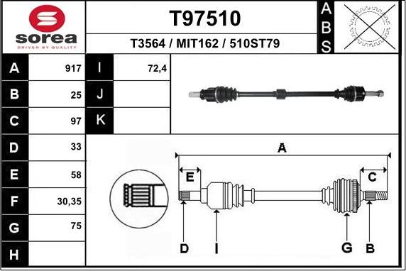 EAI T97510 - Полуоска vvparts.bg