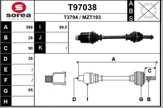 EAI T97038 - Полуоска vvparts.bg