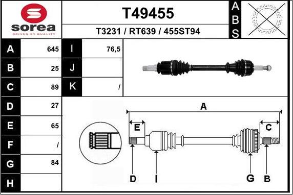 EAI T49455 - Полуоска vvparts.bg