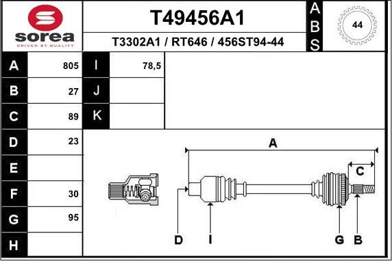 EAI T49456A1 - Полуоска vvparts.bg