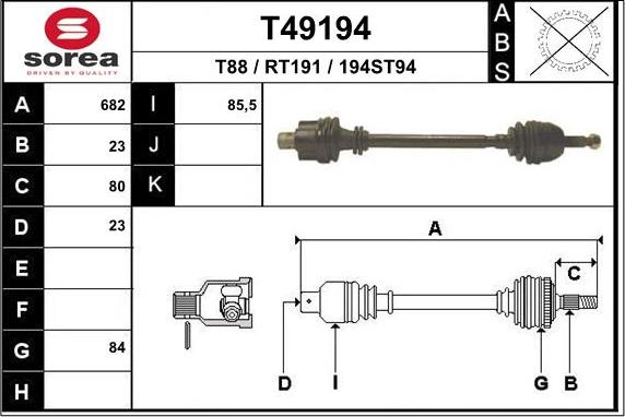 EAI T49194 - Полуоска vvparts.bg