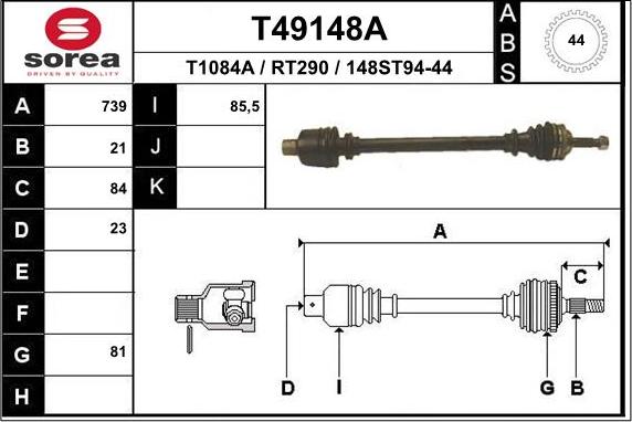 EAI T49148A - Полуоска vvparts.bg