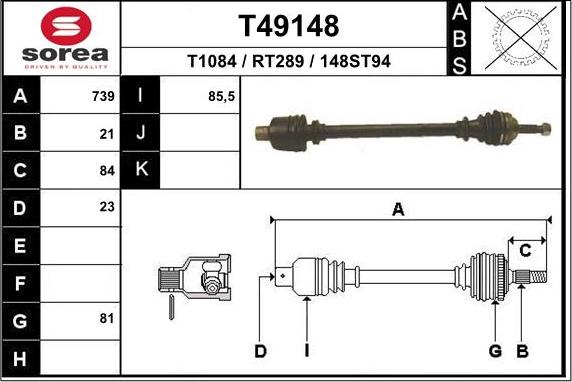 EAI T49148 - Полуоска vvparts.bg