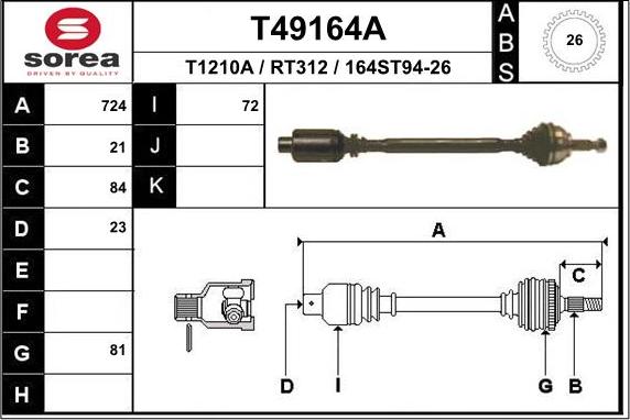 EAI T49164A - Полуоска vvparts.bg