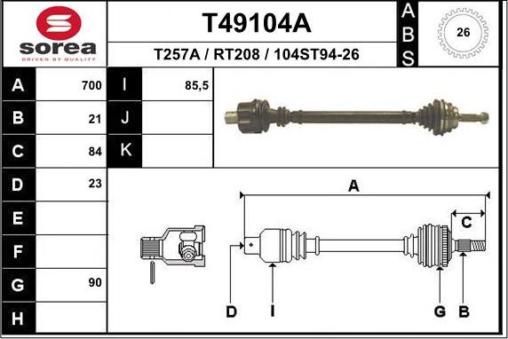 EAI T49104A - Полуоска vvparts.bg