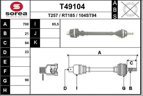 EAI T49104 - Полуоска vvparts.bg