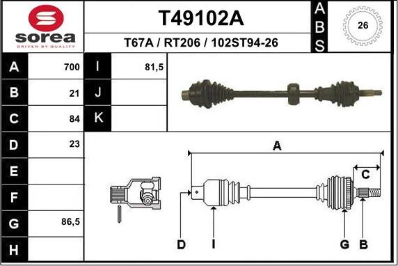 EAI T49102A - Полуоска vvparts.bg