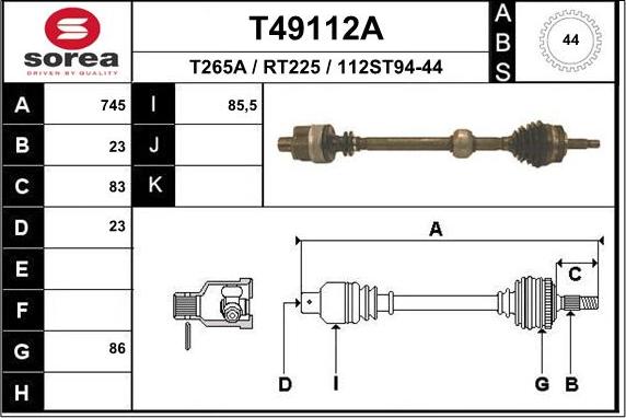 EAI T49112A - Полуоска vvparts.bg