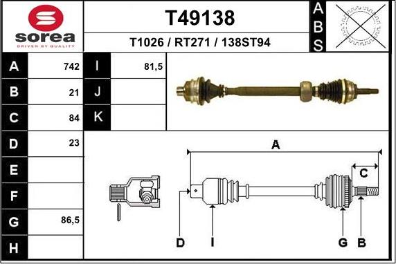 EAI T49138 - Полуоска vvparts.bg