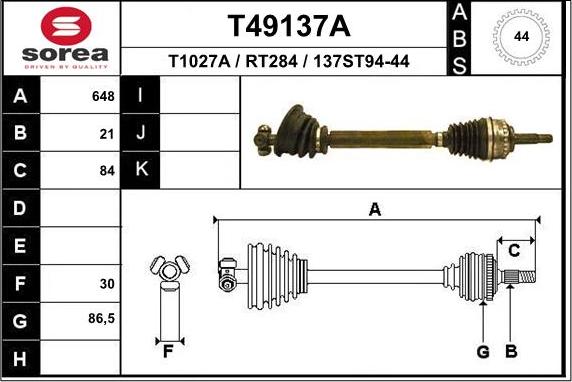 EAI T49137A - Полуоска vvparts.bg