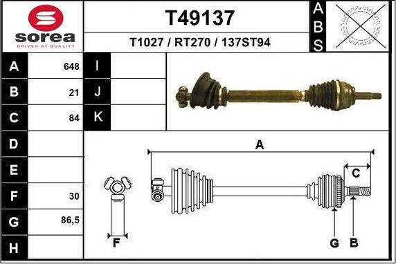 EAI T49137 - Полуоска vvparts.bg