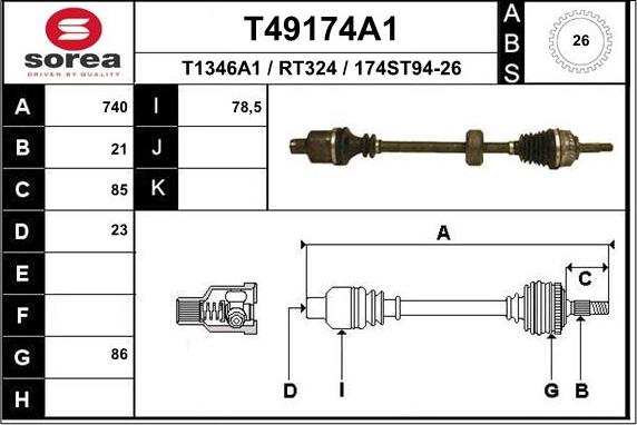 EAI T49174A1 - Полуоска vvparts.bg