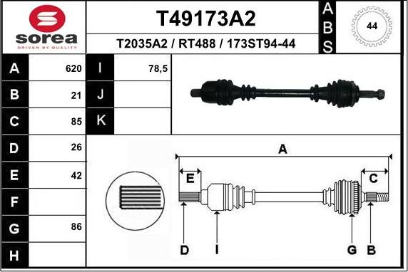 EAI T49173A2 - Полуоска vvparts.bg