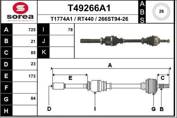 EAI T49266A1 - Полуоска vvparts.bg