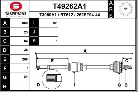 EAI T49262A1 - Полуоска vvparts.bg