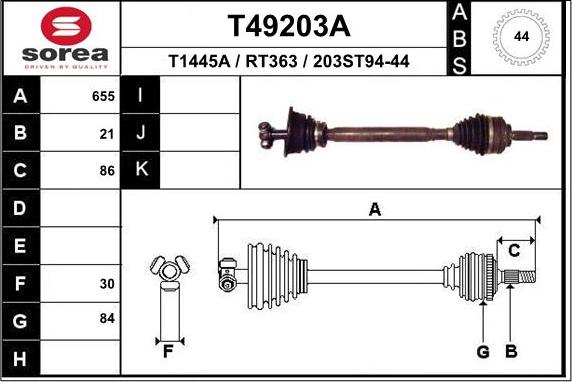 EAI T49203A - Полуоска vvparts.bg