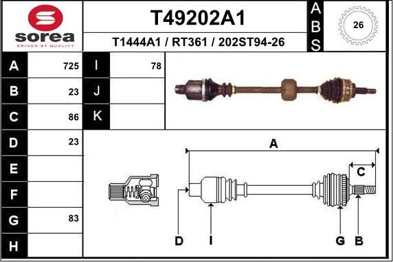 EAI T49202A1 - Полуоска vvparts.bg