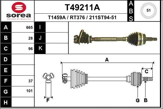 EAI T49211A - Полуоска vvparts.bg