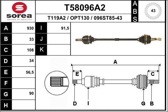 EAI T58096A2 - Полуоска vvparts.bg