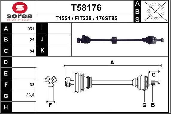 EAI T58176 - Полуоска vvparts.bg