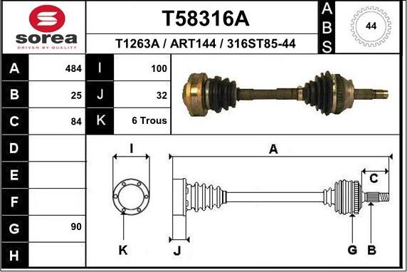 EAI T58316A - Полуоска vvparts.bg