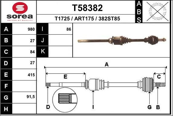 EAI T58382 - Полуоска vvparts.bg