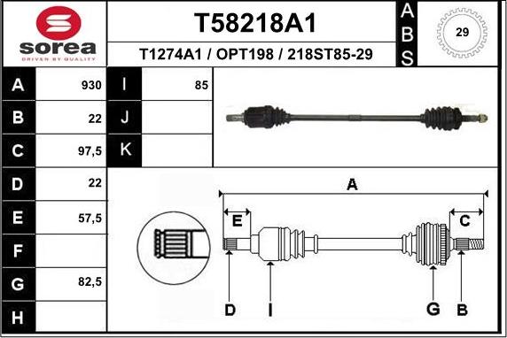 EAI T58218A1 - Полуоска vvparts.bg