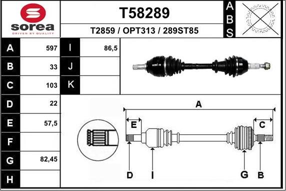 EAI T58289 - Полуоска vvparts.bg