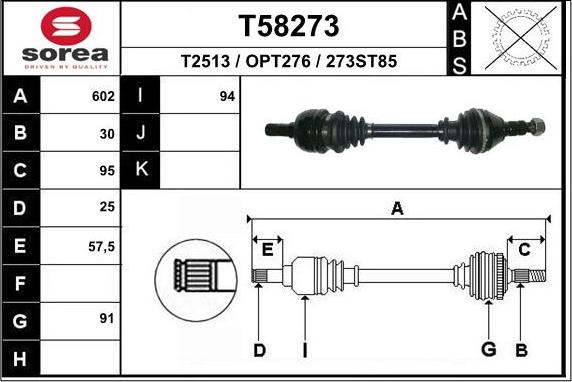 EAI T58273 - Полуоска vvparts.bg