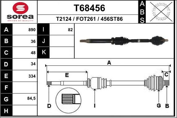 EAI T68456 - Полуоска vvparts.bg