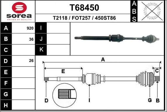 EAI T68450 - Полуоска vvparts.bg