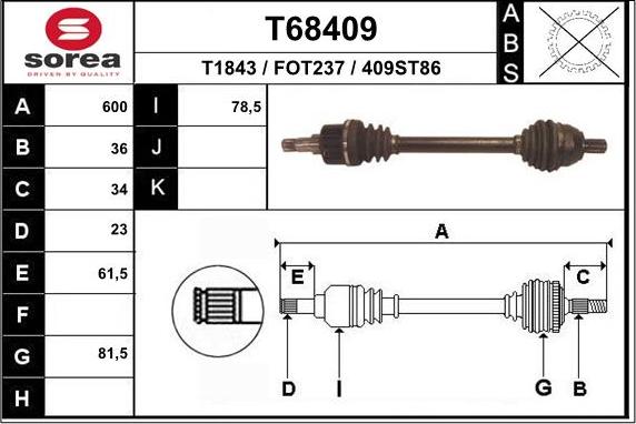 EAI T68409 - Полуоска vvparts.bg