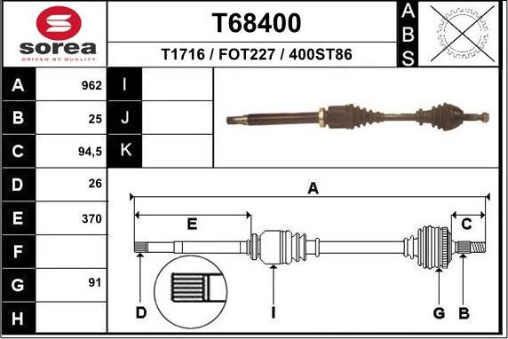 EAI T68400 - Полуоска vvparts.bg