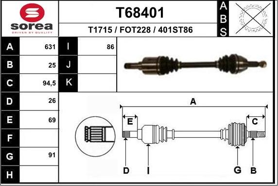 EAI T68401 - Полуоска vvparts.bg