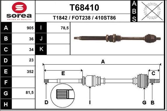 EAI T68410 - Полуоска vvparts.bg