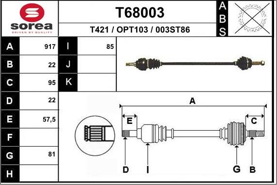 EAI T68003 - Полуоска vvparts.bg