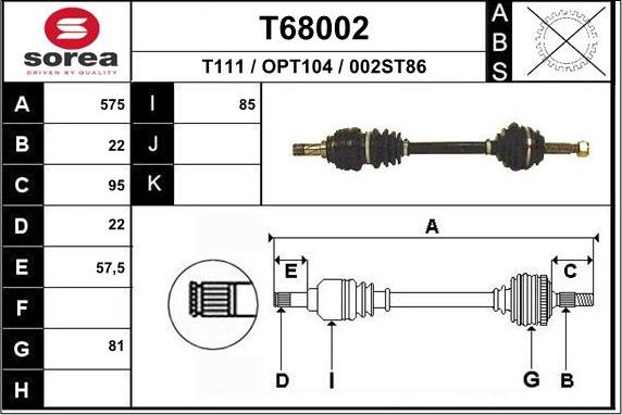 EAI T68002 - Полуоска vvparts.bg