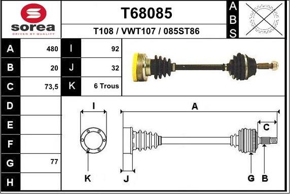 EAI T68085 - Полуоска vvparts.bg