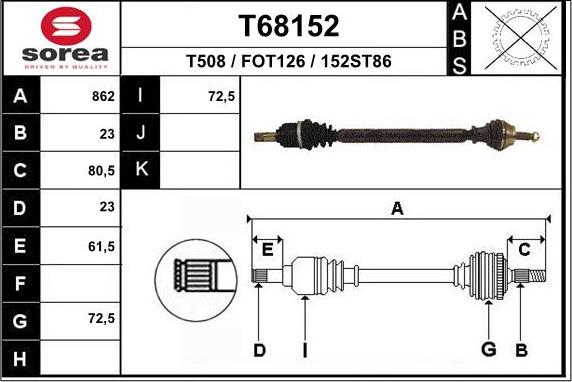 EAI T68152 - Полуоска vvparts.bg