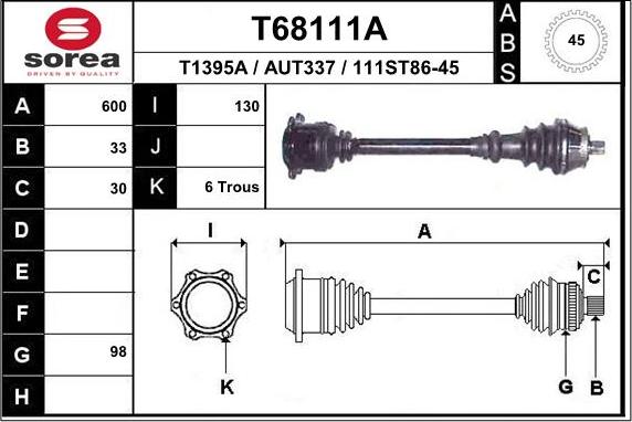 EAI T68111A - Полуоска vvparts.bg