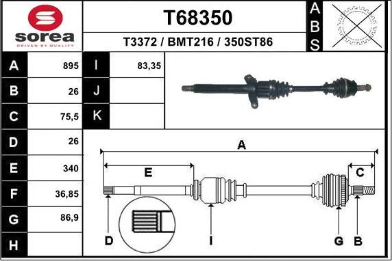 EAI T68350 - Полуоска vvparts.bg