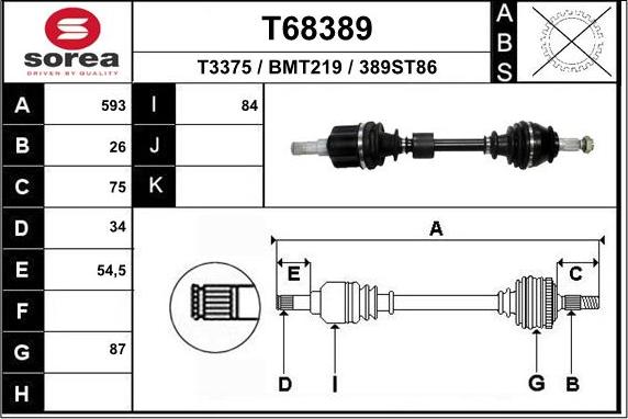 EAI T68389 - Полуоска vvparts.bg