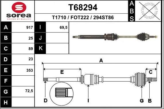 EAI T68294 - Полуоска vvparts.bg